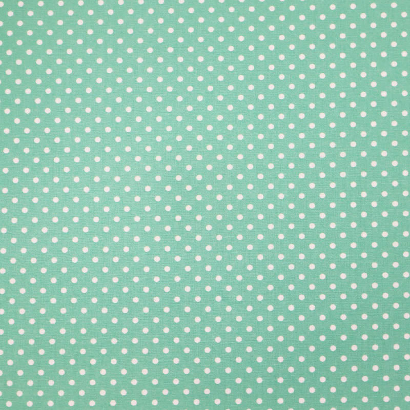 100% Cotton Poplin Polka Dot Fabric - Mint Green