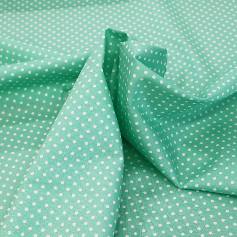 100% Cotton Poplin Polka Dot Fabric - Mint Green