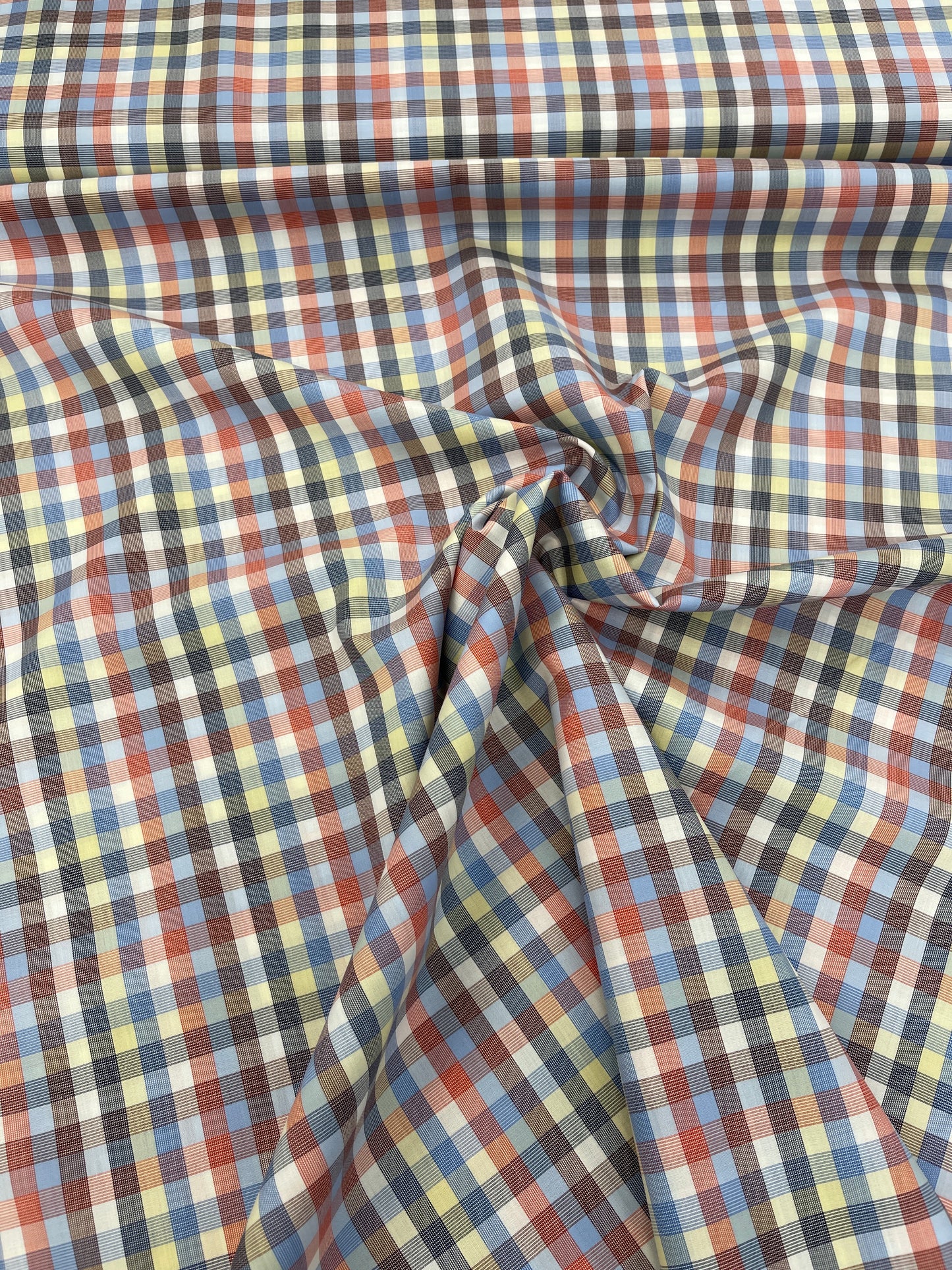 Deadstock Cotton Check - Yellow, Orange and Blue