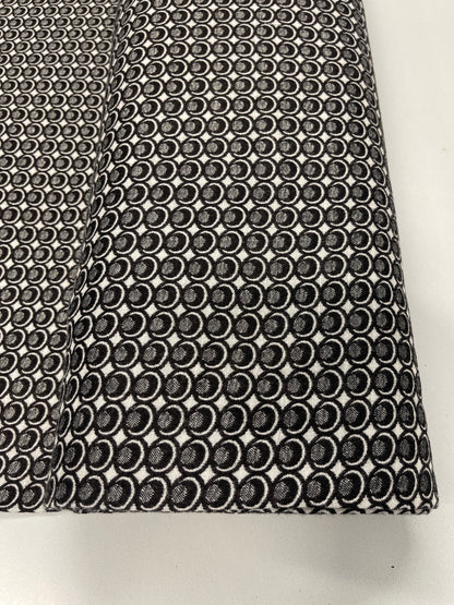 Wool and Polyester Mix - Black and White Jacquard