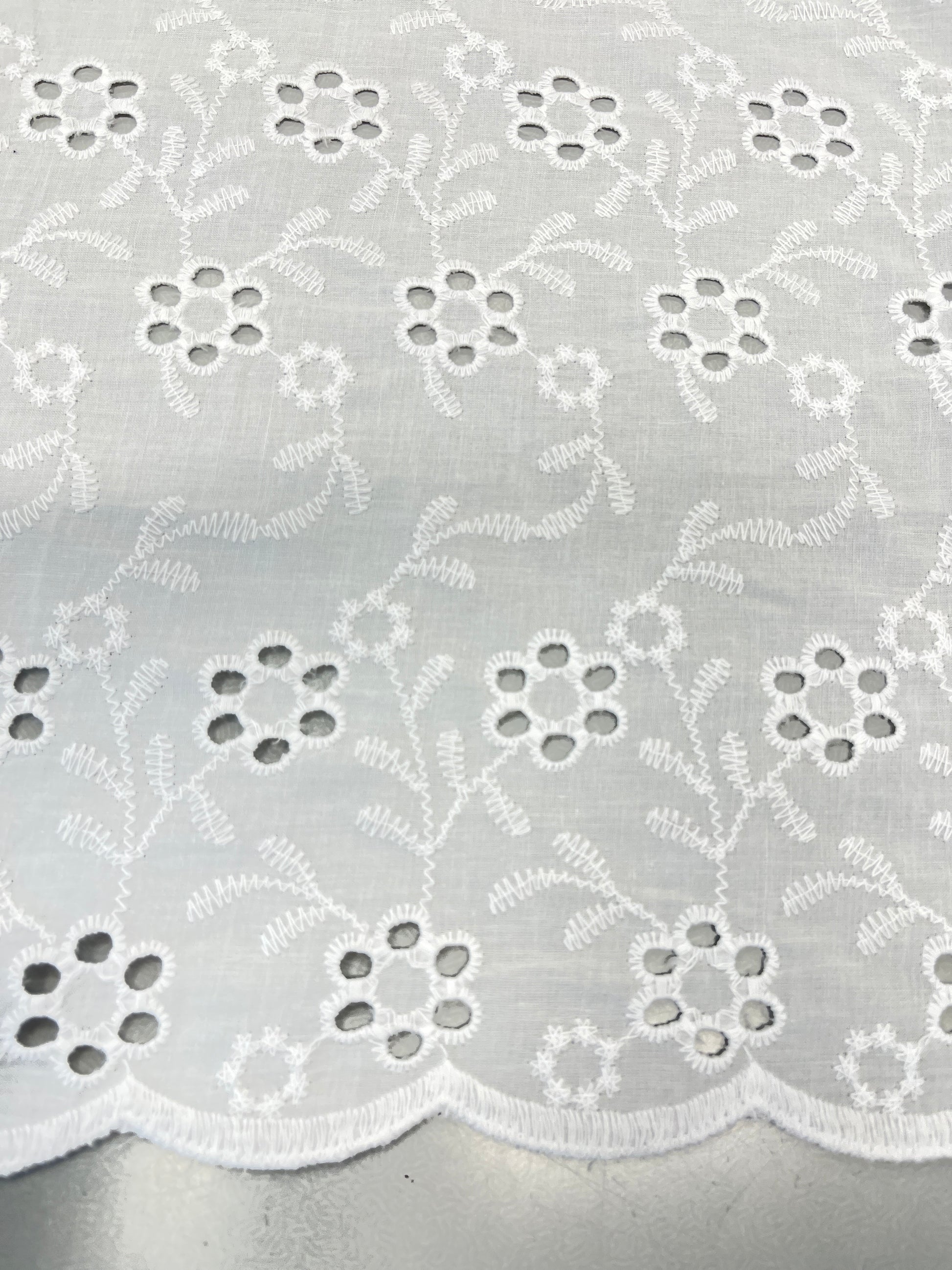 White Cotton Floral Broderie Anglaise Fabric | Bouquet Fabrics Galore White Cotton Floral Broderie Anglaise Fabric | Bouquet Fabrics Galore
