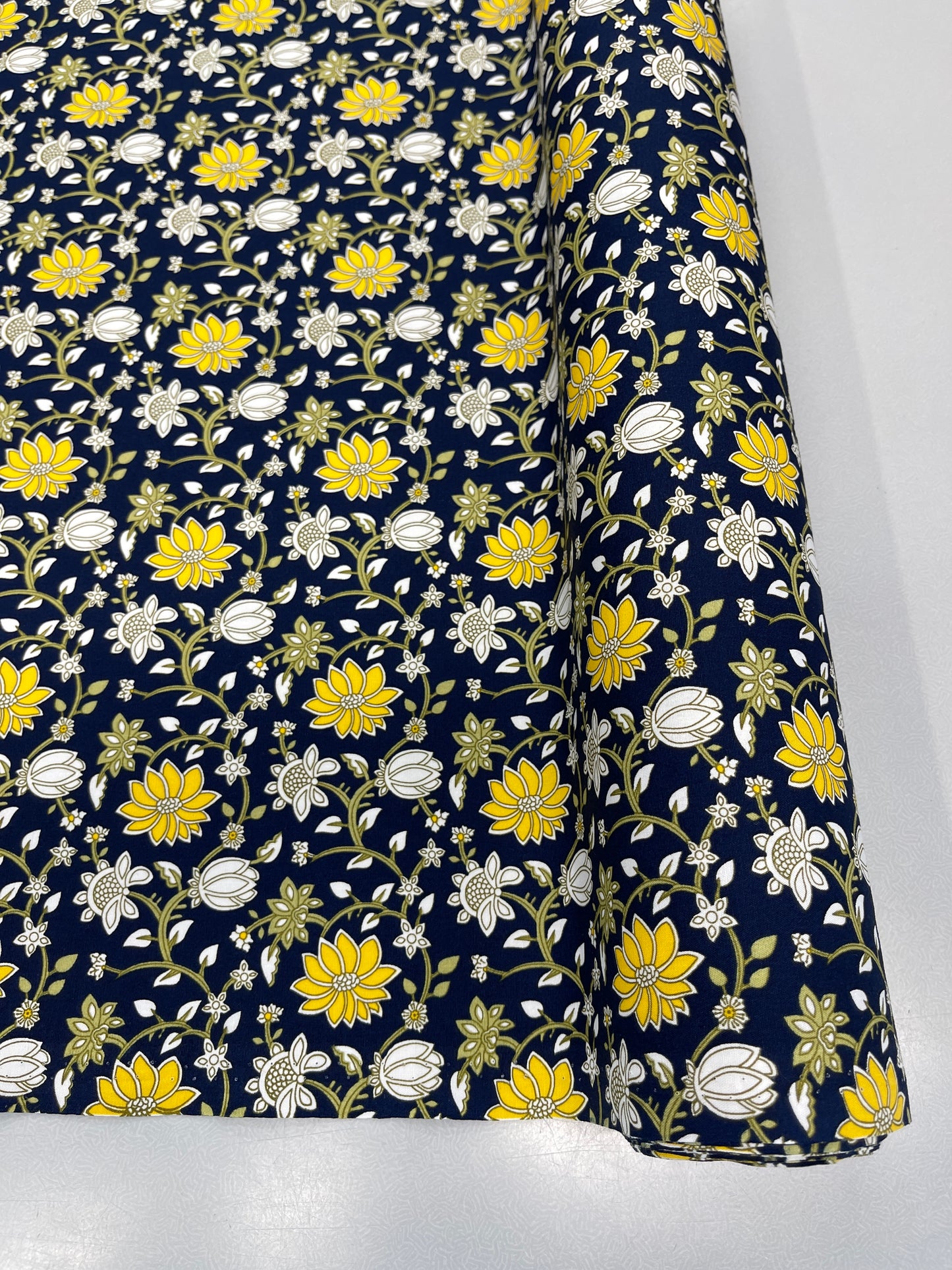 Cotton Poplin - Navy Blue Flower