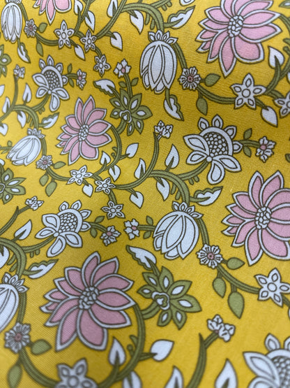 Cotton Poplin - Yellow Floral