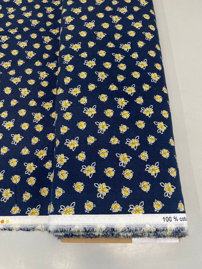 Navy Cotton - Yellow Floral