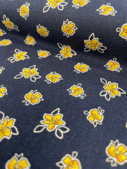 Navy Cotton - Yellow Floral