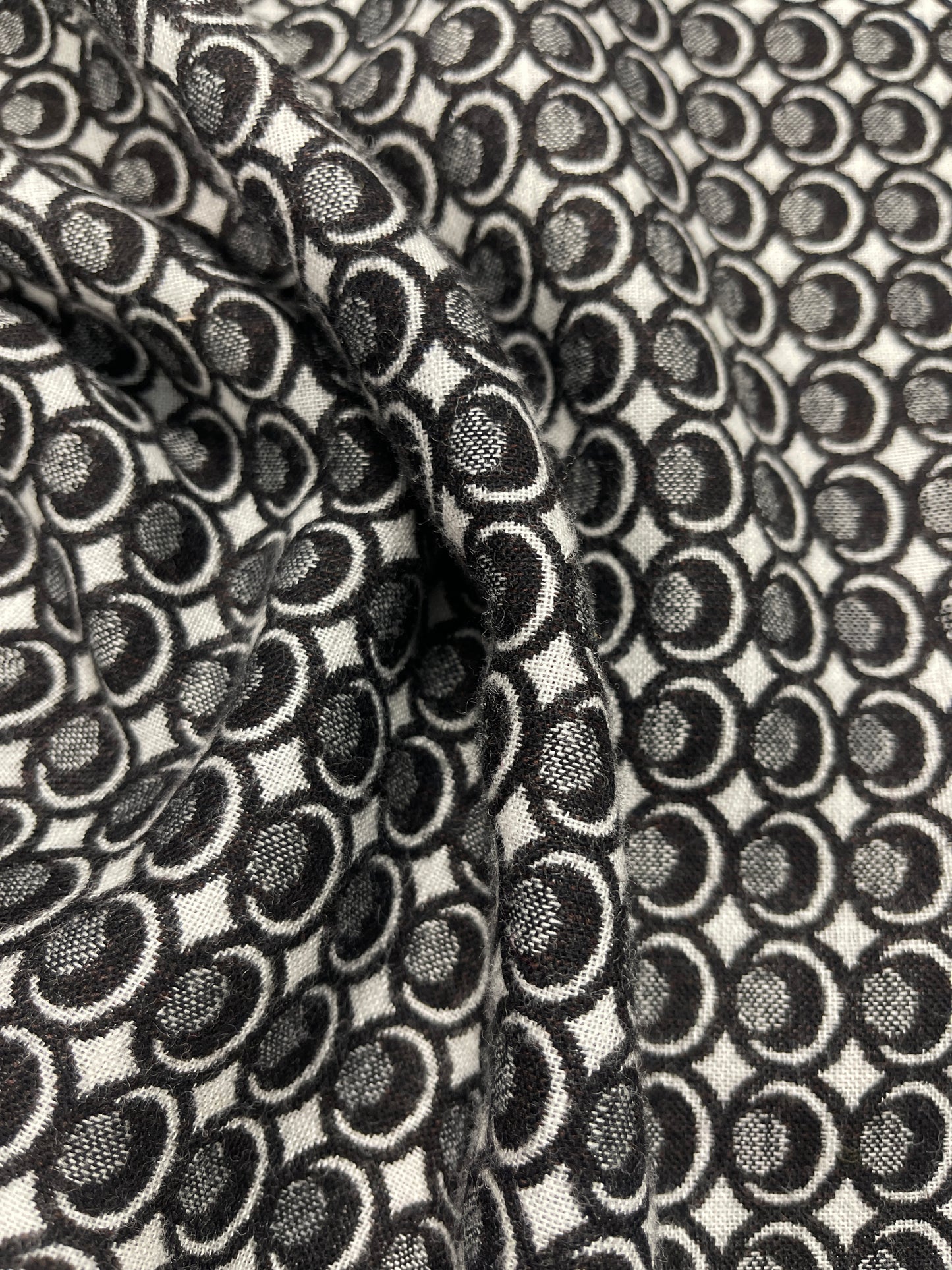 Wool and Polyester Mix - Black and White Jacquard