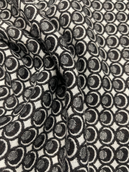 Wool and Polyester Mix - Black and White Jacquard