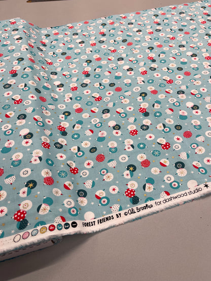 White Christmas Cotton - Blue and Gold Baubles