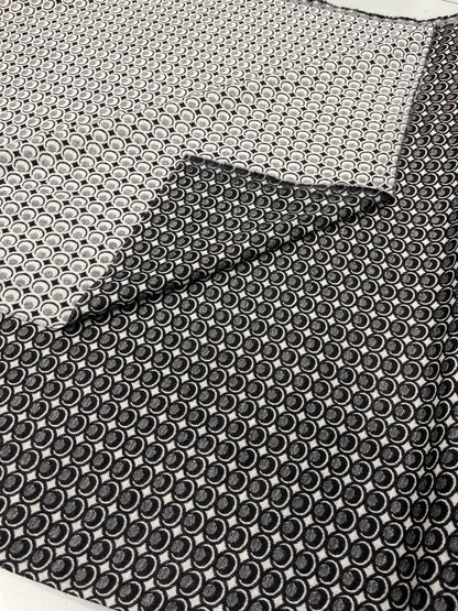 Wool and Polyester Mix - Black and White Jacquard