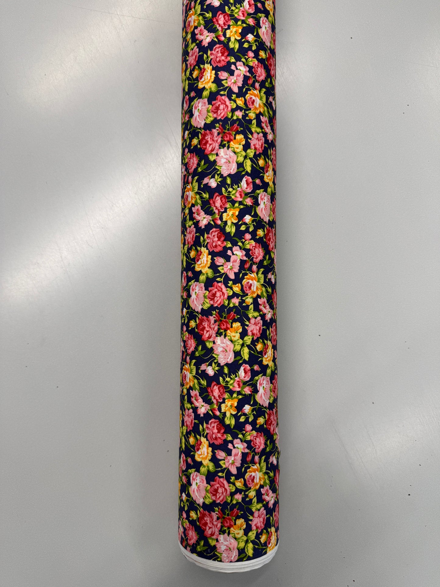 Cotton Poplin - Navy and Orange - Flower Bomb