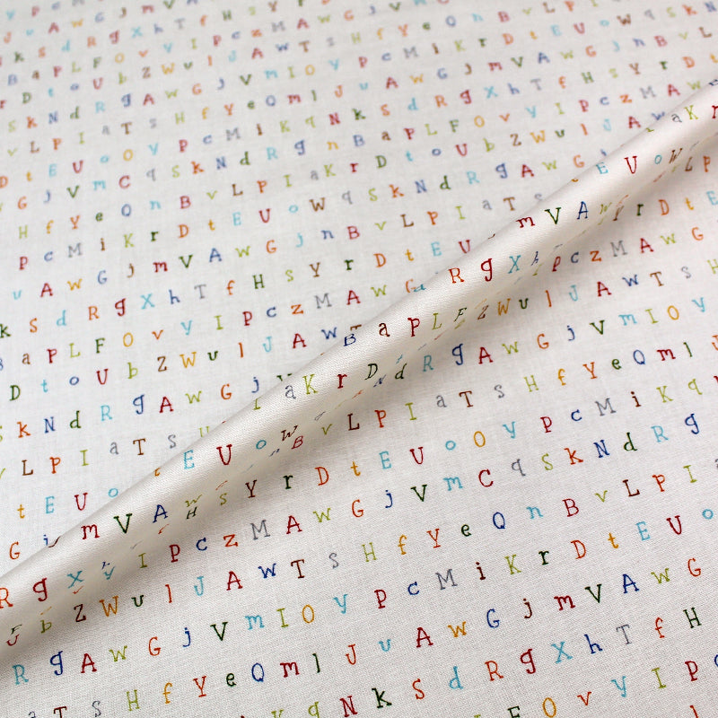 Alphabet Print Children's Cream Cotton Fabric