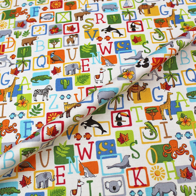 Animal Alphabet Cream Cotton Children's Fabric