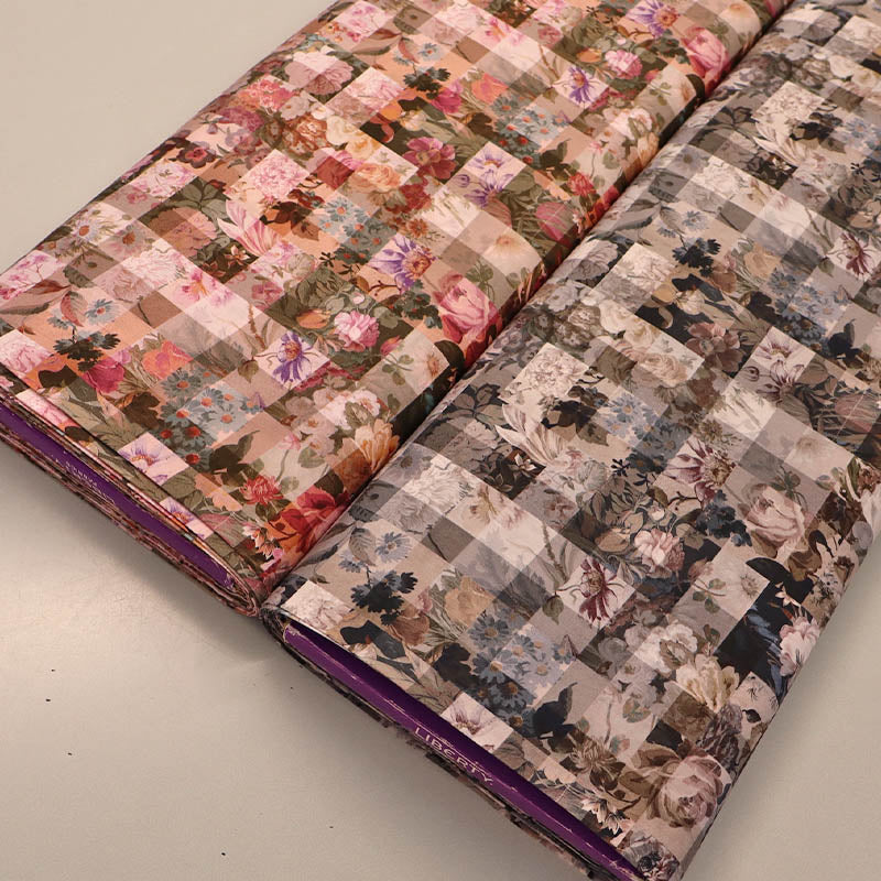 2 rolls of 100% Cotton Lawn Liberty Tana Lawn™ Fabric -  Archive Gingham in Black/Grey and Pink 