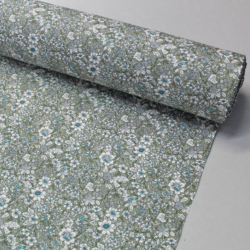100% Cotton  Sage Green Floral Cotton Fabric - Autumn Flowers 