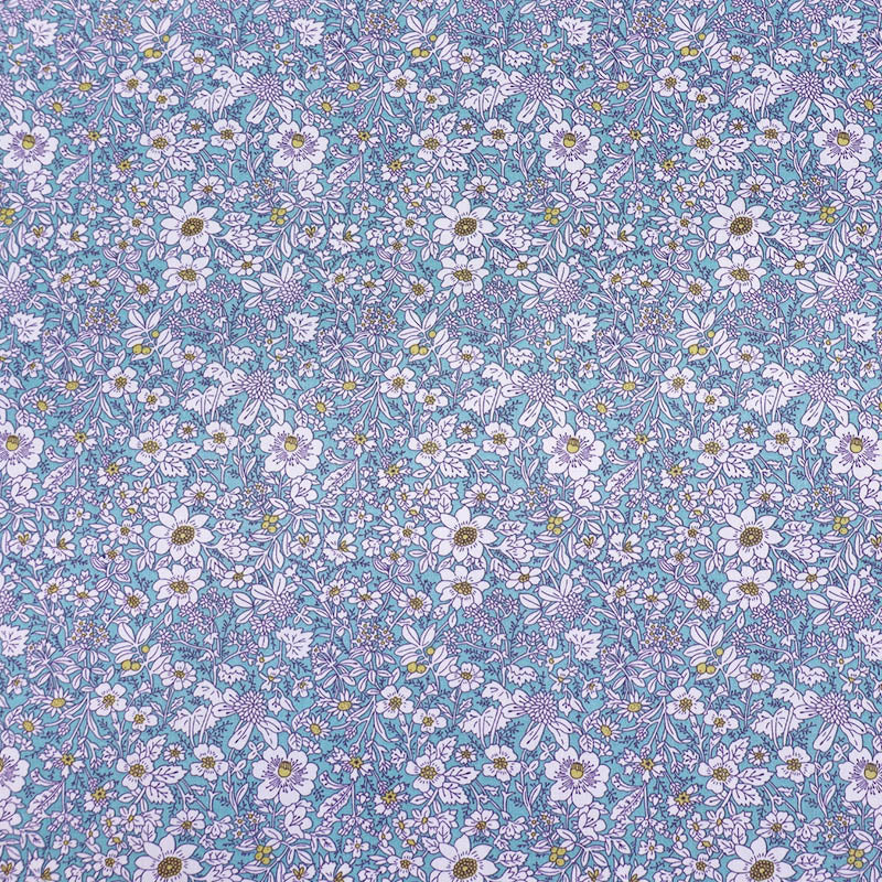 100% Printed Cotton Poplin Blue Floral Poplin Fabric