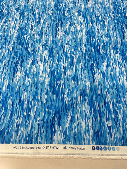 Novelty Printed Cotton - Blue - Tiny Waves
