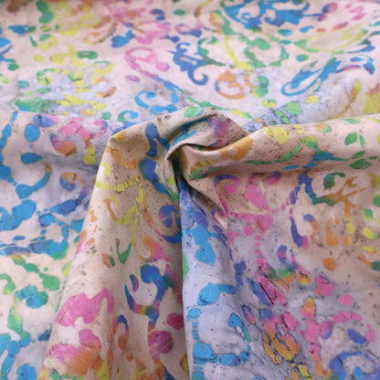Batik Cotton - Blue, Yellow and Pink - Flowers
