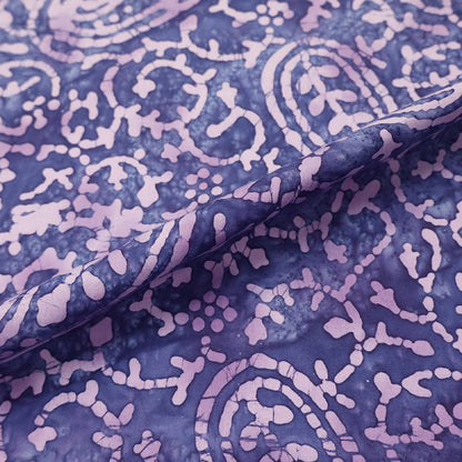 100% Cotton   Purple Batik Fabric Leaf Print 