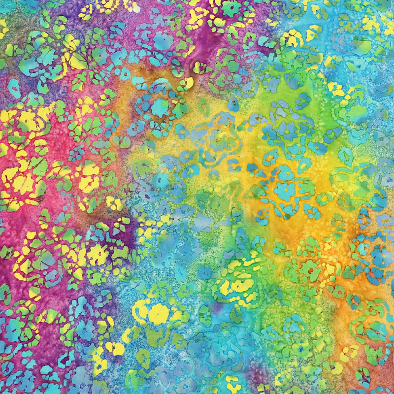 100% Cotton Multi Coloured Bright Blue Batik Fabric