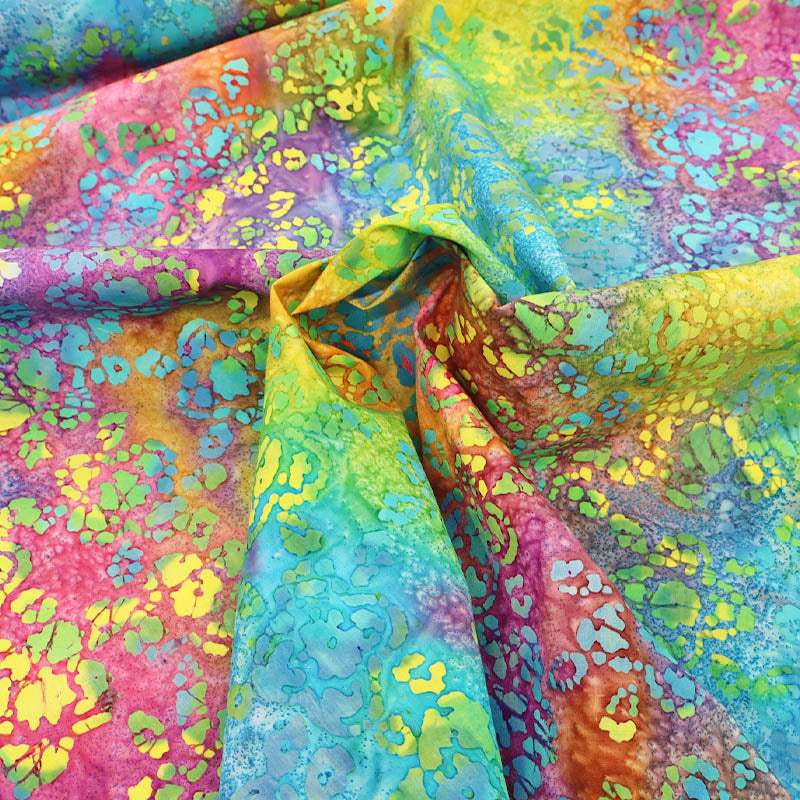 100% Cotton Multi Coloured Bright Blue Batik Fabric