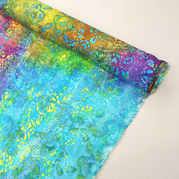 100% Cotton Multi Coloured Bright Blue Batik Fabric