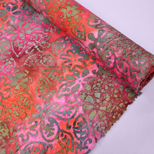 Batik Cotton - Pink and Orange - Autumnal