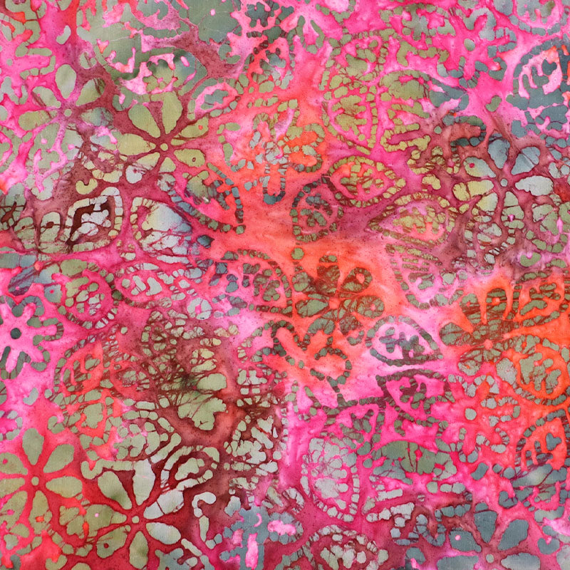 Batik Cotton - Pink and Orange - Autumnal