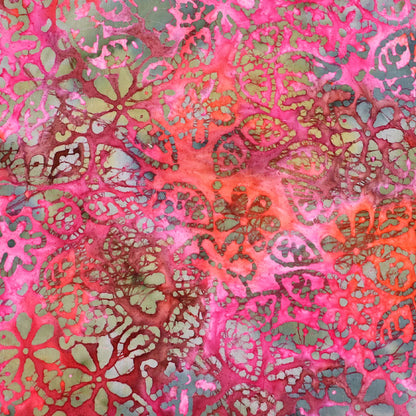 Batik Cotton - Pink and Orange - Autumnal