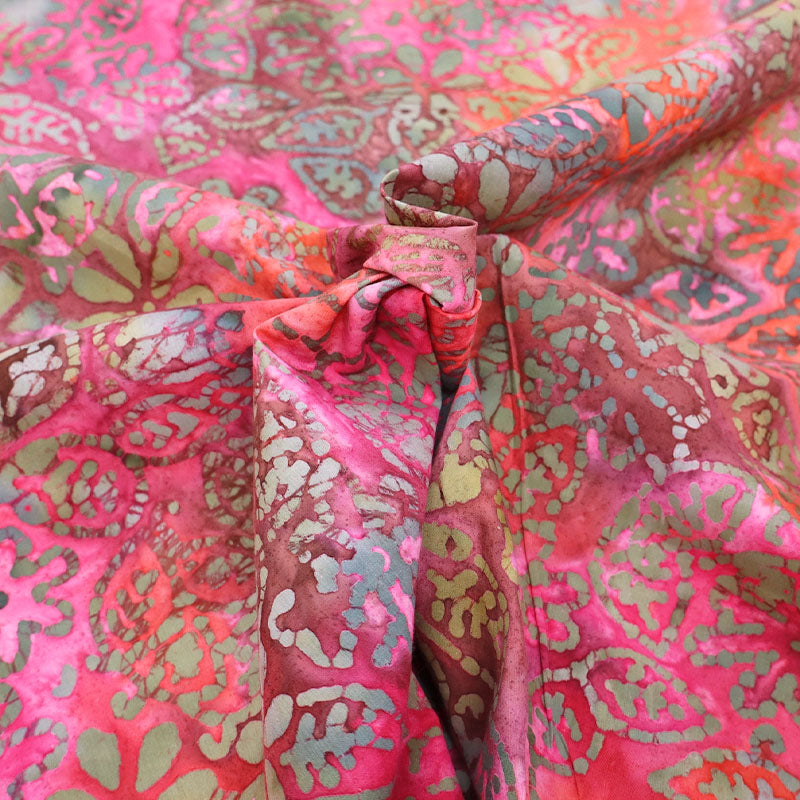 Batik Cotton - Pink and Orange - Autumnal
