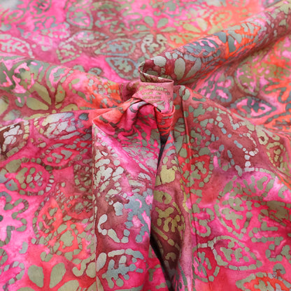 Batik Cotton - Pink and Orange - Autumnal