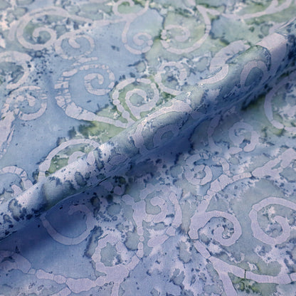 Blue, Grey and Green 100% cotton Batik Fabric