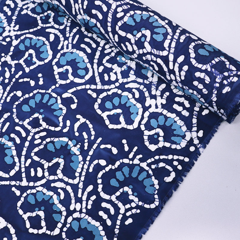 Blue and White Swirl Batik Fabric