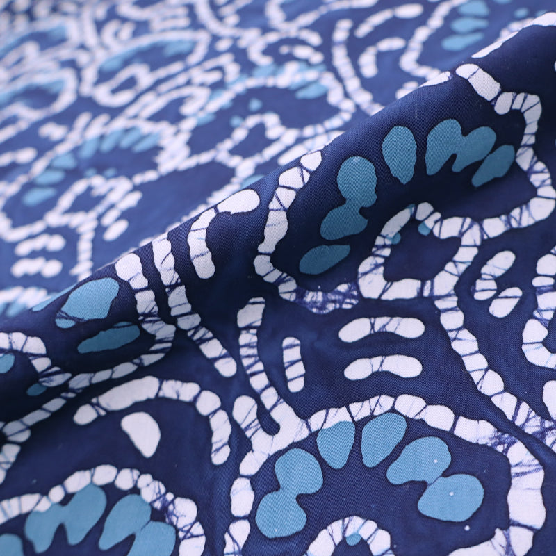 Blue and White Swirl Batik Fabric