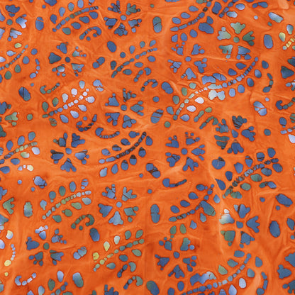 100% Cotton Batik  Fabric - Orange and Blue