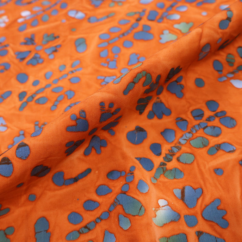 100% Cotton Batik  Fabric - Orange and Blue