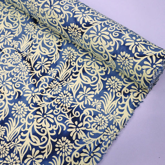 Batik Cotton - Blue and Yellow - 10 Petal Flower