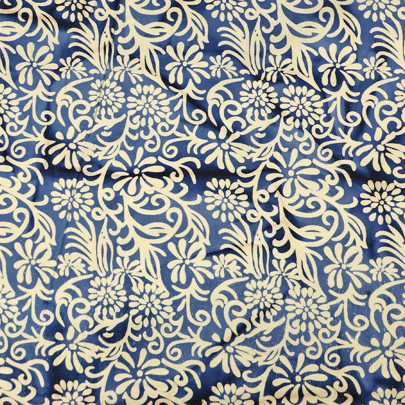 Batik Cotton - Blue and Yellow - 10 Petal Flower