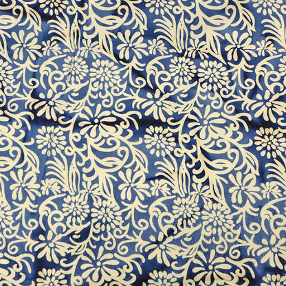 Batik Cotton - Blue and Yellow - 10 Petal Flower