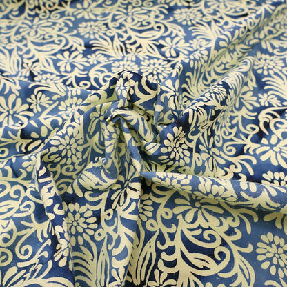 Batik Cotton - Blue and Yellow - 10 Petal Flower