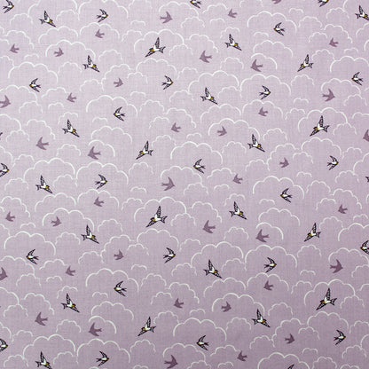 Lilac Bird Print Cotton Fabric