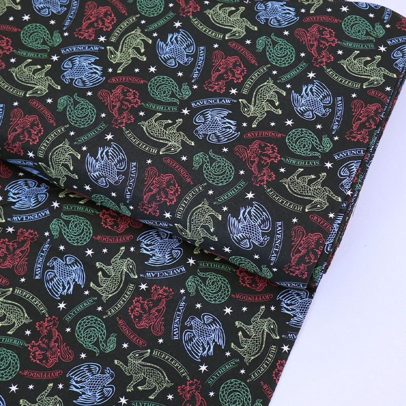Black Harry Potter Fabric Hogwarts Houses Fabrics Galore