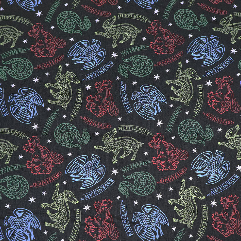 Black Harry Potter Fabric Hogwarts Houses Fabrics Galore