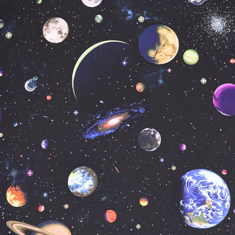 100% Cotton Black Night Sky Space Print Fabric