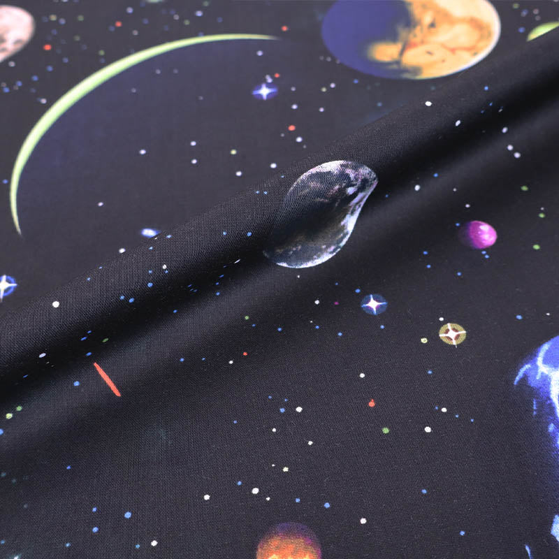 100% Cotton Black Night Sky Space Print Fabric