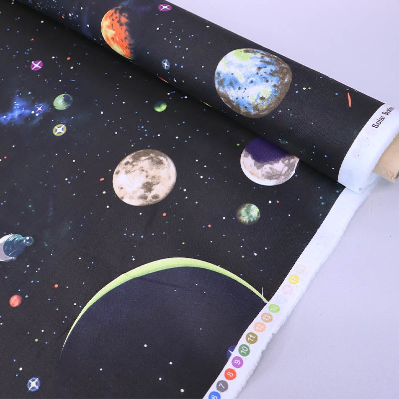 100% Cotton Black Night Sky Space Print Fabric