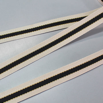 Black and Cream Stripe Cotton Webbing-30mm