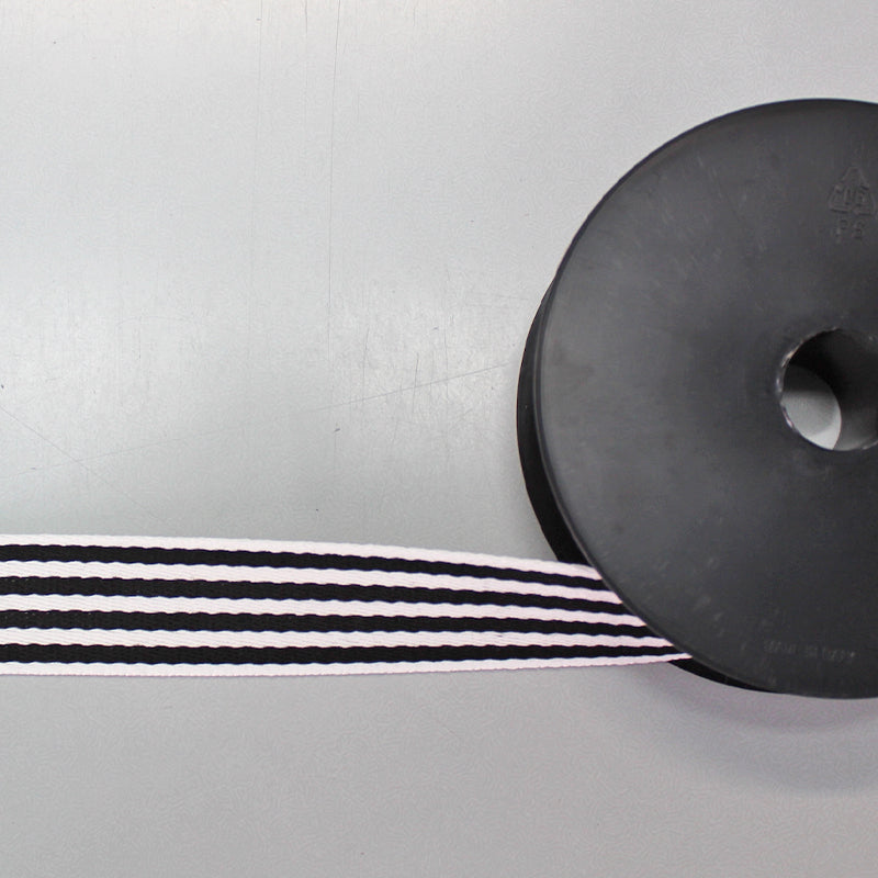 Black and White Stripe Webbing 38mm