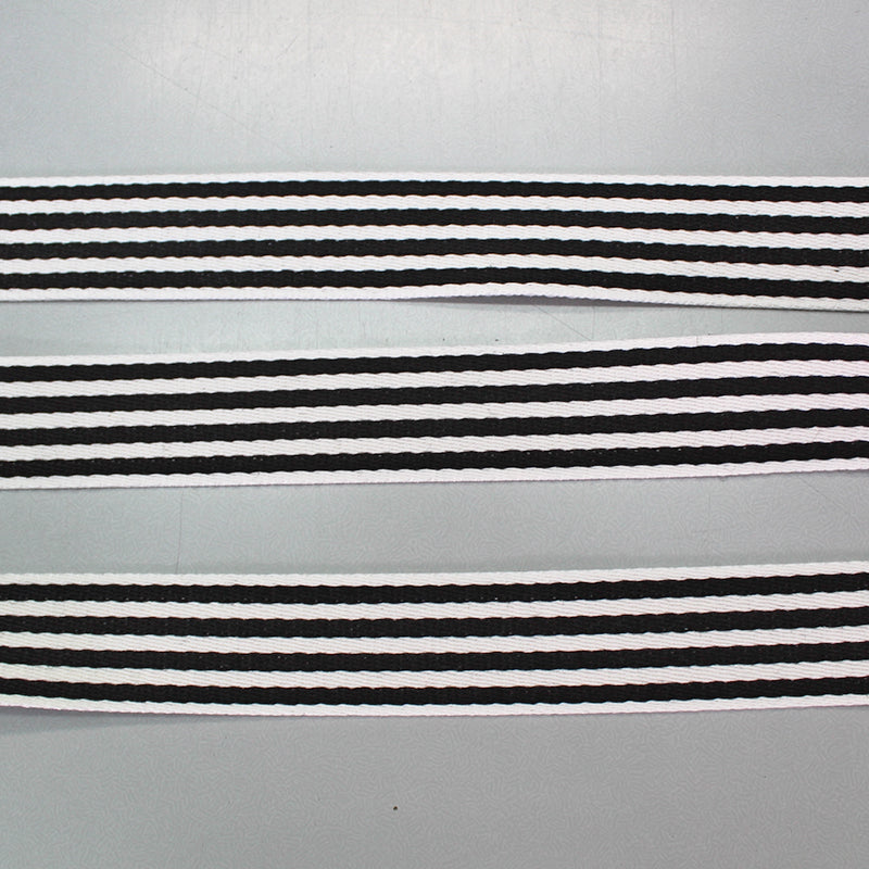 Black and White Stripe Webbing 38mm