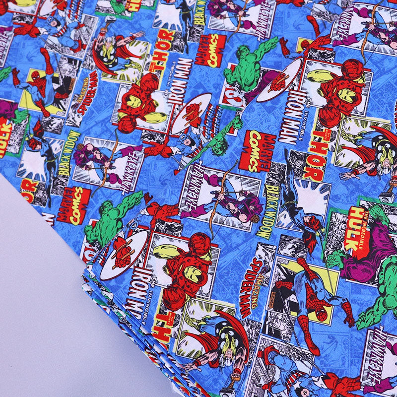 Marvel Avengers Fabric Blue Cotton