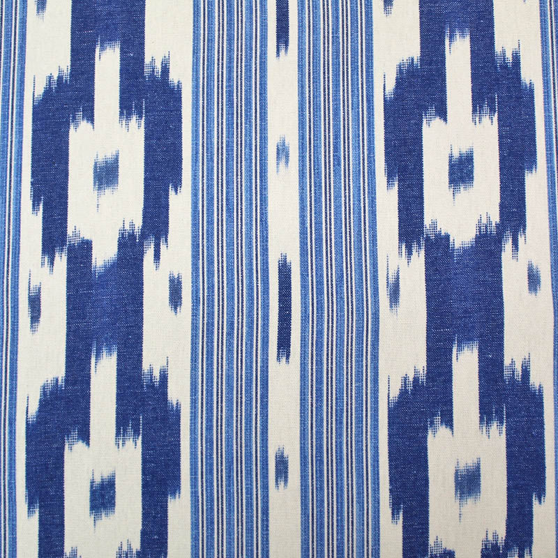 100% Cotton   Blue and White Ikat Furnishing Fabric
